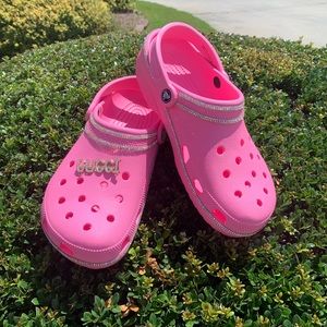 Pretty in Pink Crocs that Bling